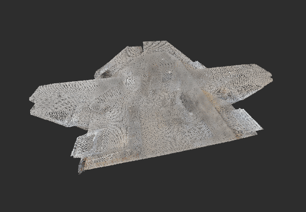 Trapezförmige Matterport-Punktwolke eines Dachgeschosses.